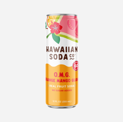 A 12 fl oz aluminum can of Hawaiian Soda Co. O.