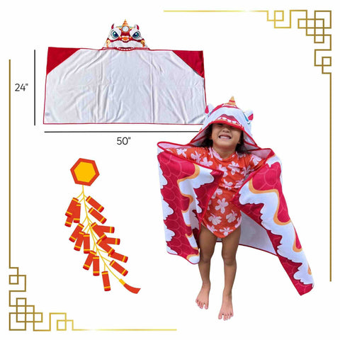 Keiki Kaukau - Lucky Lion Hooded Towel