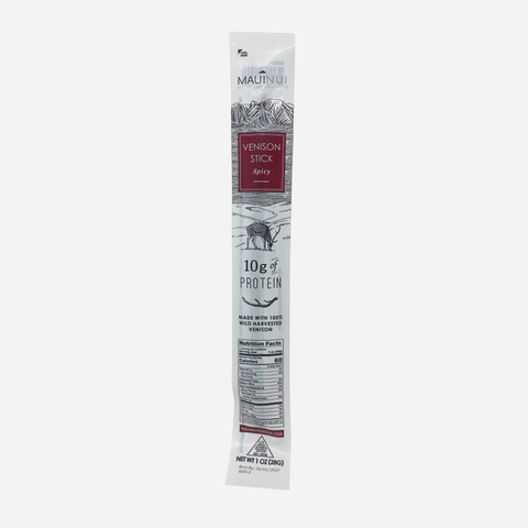 Maui Nui Venison Stick packaging on a white background