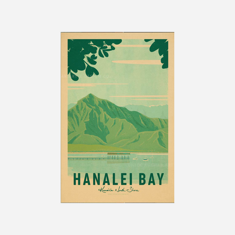 *Nick Kuchar Travel Poster - Hanalei Bay