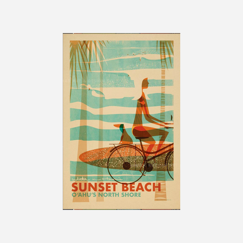 Nick Kuchar Travel Poster - Sunset Beach Wahine