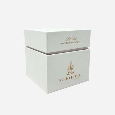 White candle box with 'Noho Home' branding on a white background