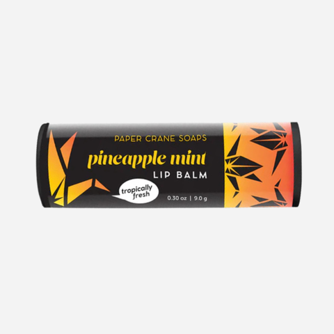Lip balm tube with colorful packaging on a white background