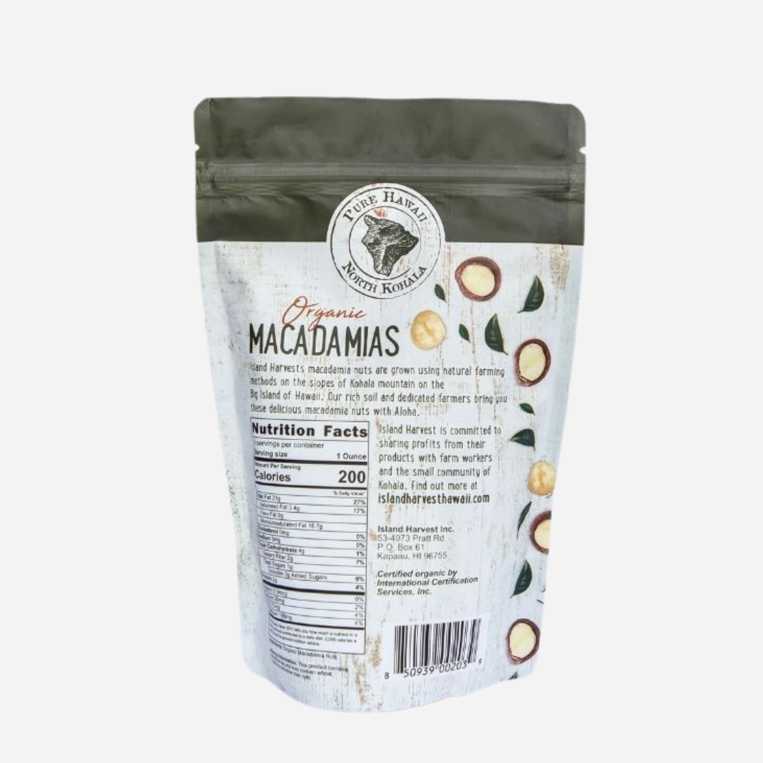 Island Harvest - Organic Macadamias Unsalted - 8 oz.