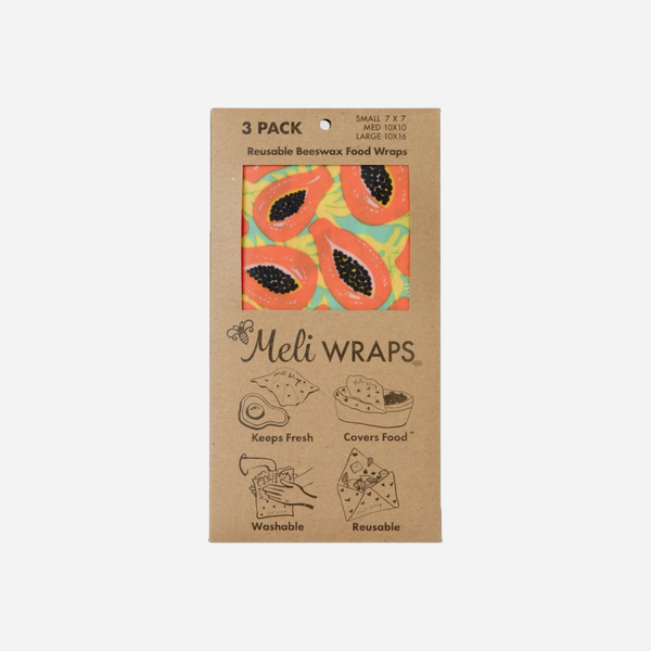 Meli Wraps  3 Pack Reuseable Beeswax Wrap -- Hawaiiana Variety