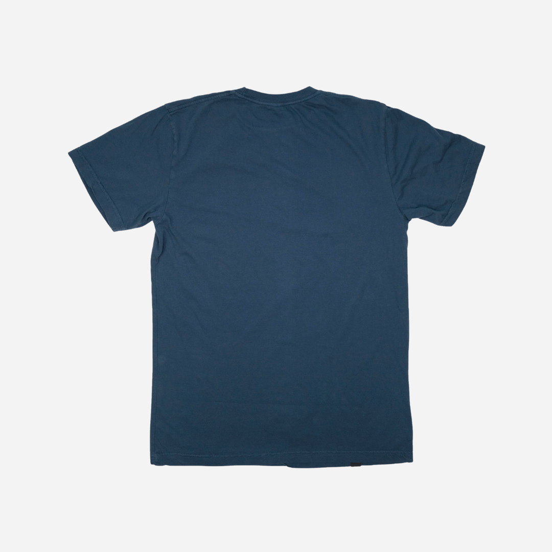 Sandcastles Short Sleeved Nostalgic Graphic Tee in Navy with White