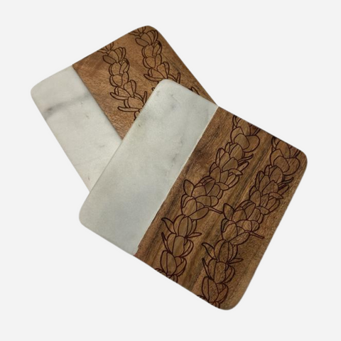 Laha'ole - Coasters Pikake Marble & Wood