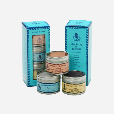 Sea Salts of Hawai'i - Three Tin Hawaiian Sea Salts Gift Box