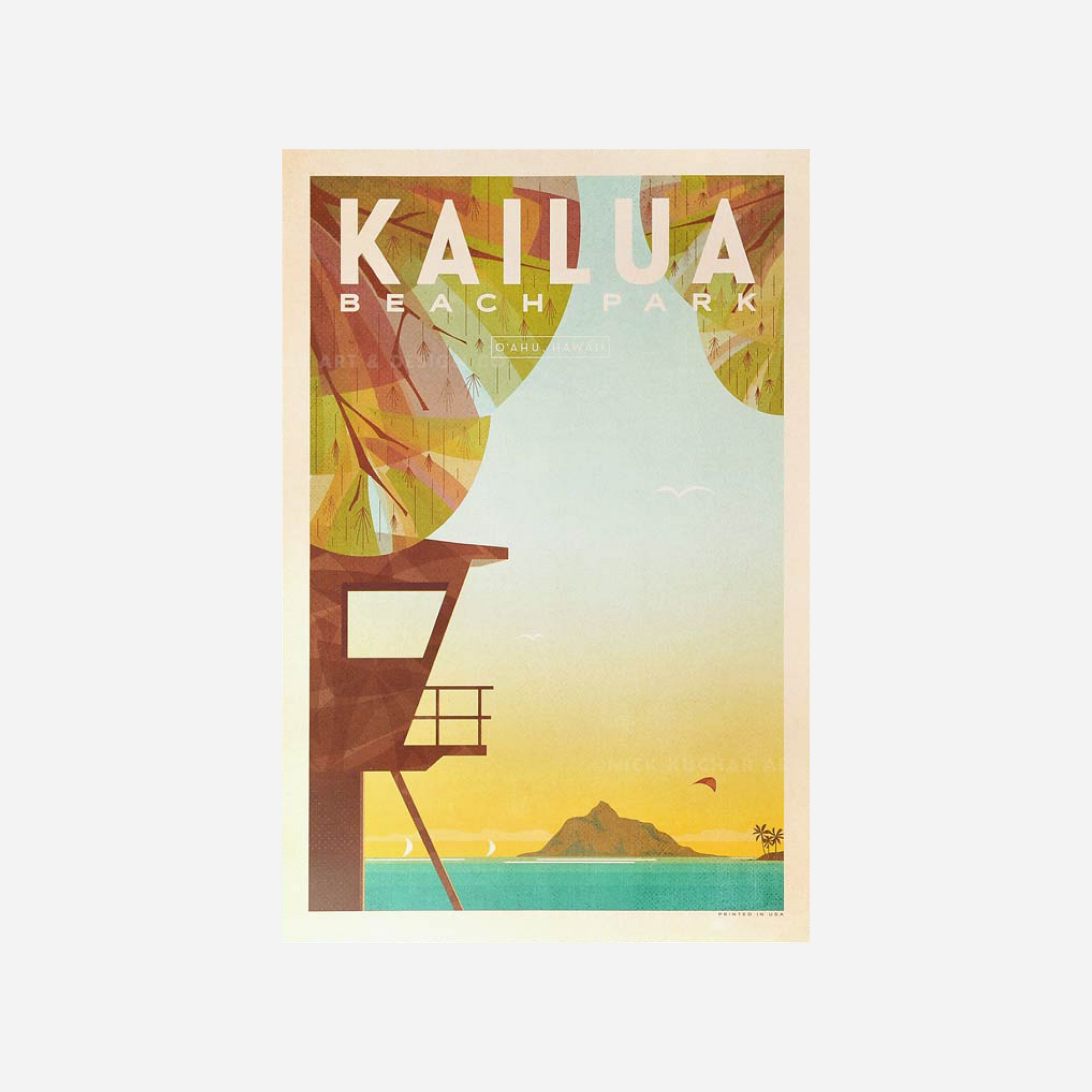 Nick Kuchar Travel Poster - Kailua Beach Park