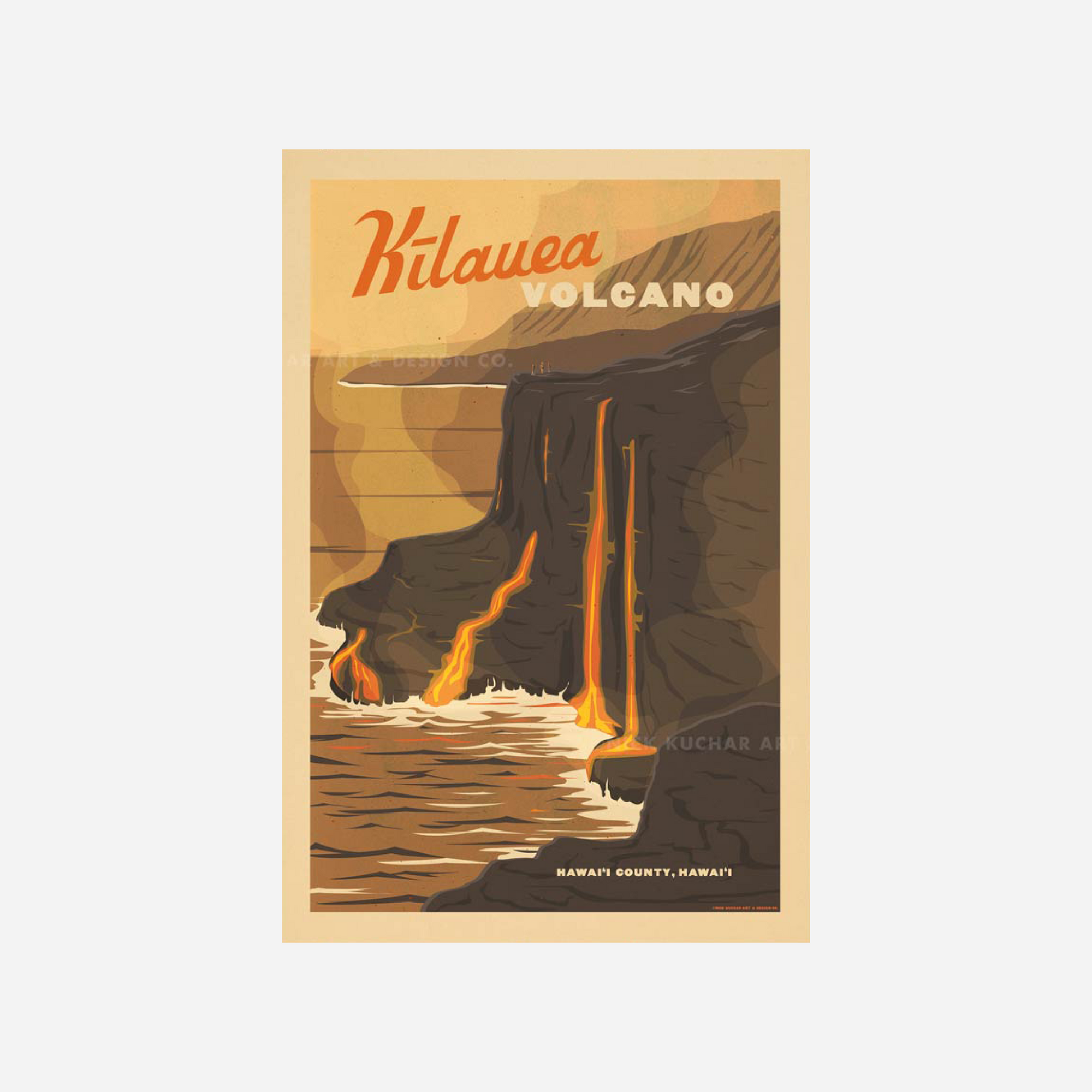 Nick Kuchar Travel Poster - Kilauea Volcano