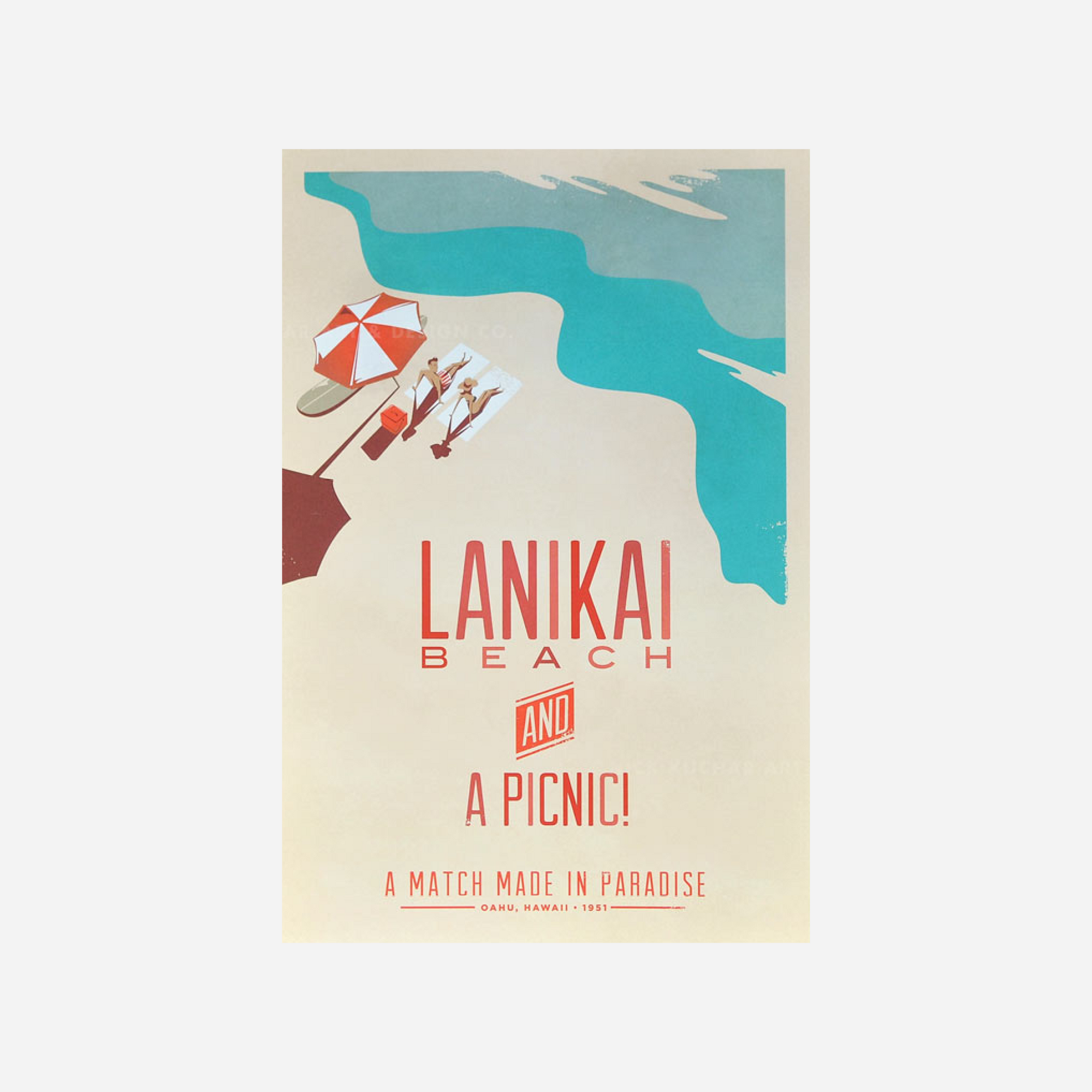Nick Kuchar Travel Poster - Lanikai Beach