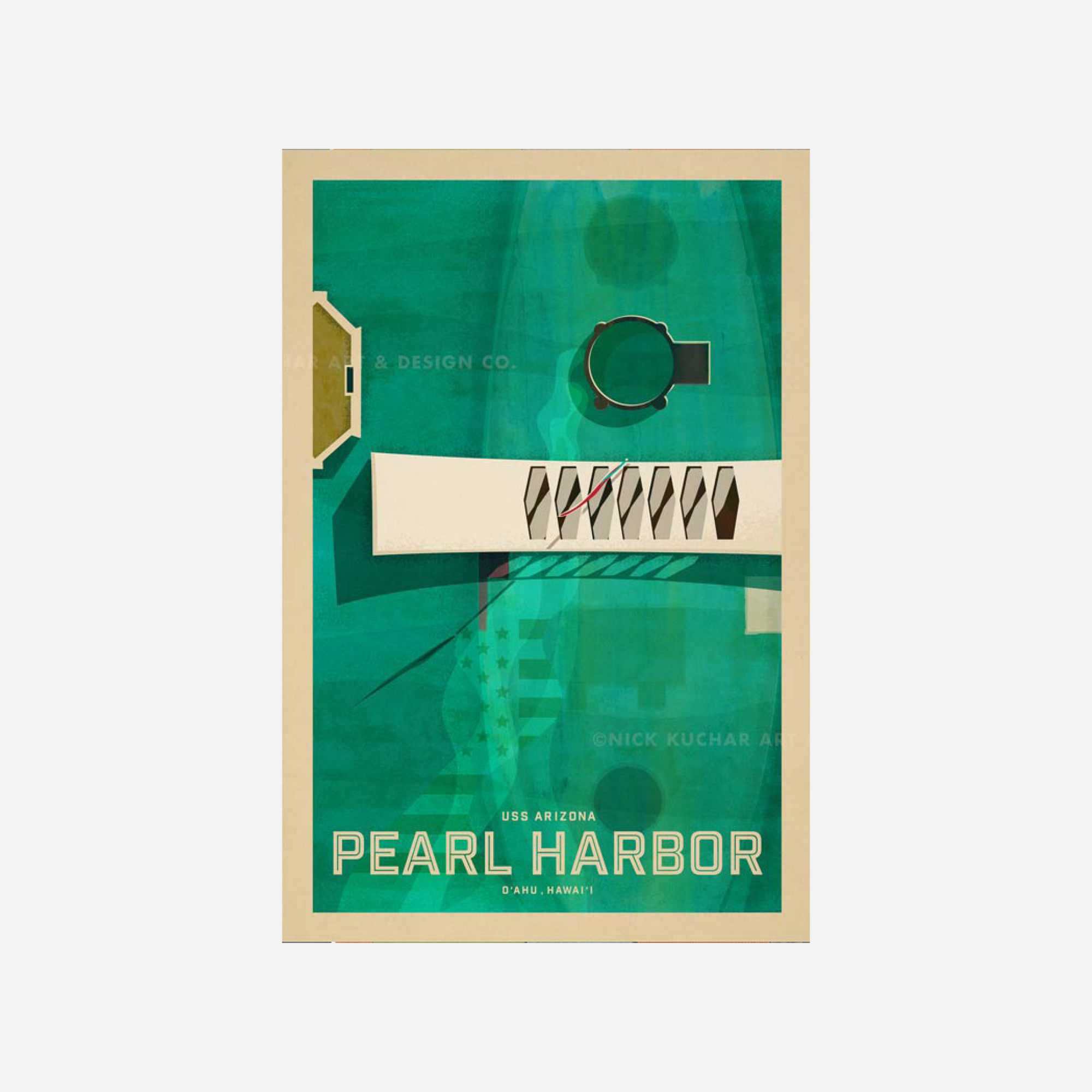 Nick Kuchar Travel Poster - Pearl Harbor USS Arizona