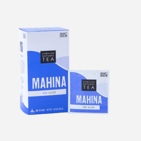 Two boxes of Hawaiian Natural Tea Mahina for sleep on a white background