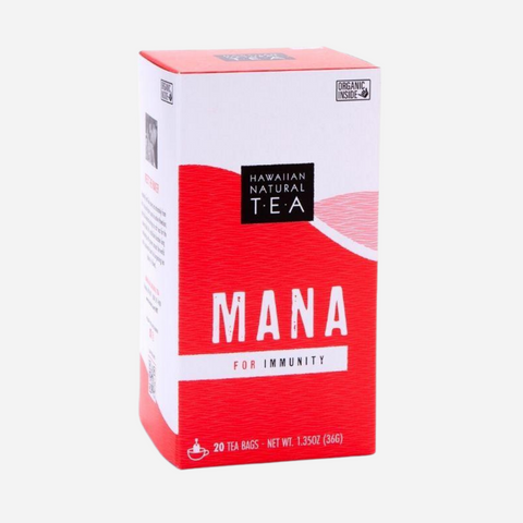 Box of Mana Hawaiian Natural Tea for immunity on a white background